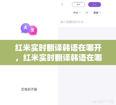 红米实时翻译韩语在哪开，红米实时翻译韩语在哪开启 