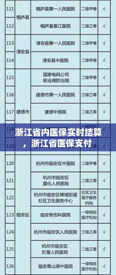 浙江省内医保实时结算，浙江省医保支付 