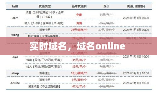 实时域名，域名online 