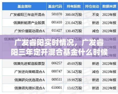 广发睿阳实时情况，广发睿阳三年定开混合基金什么时候可以赎回? 