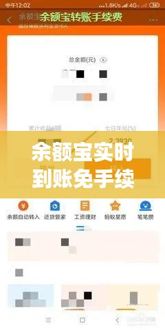余额宝实时到账免手续费，余额宝体现免手续费 